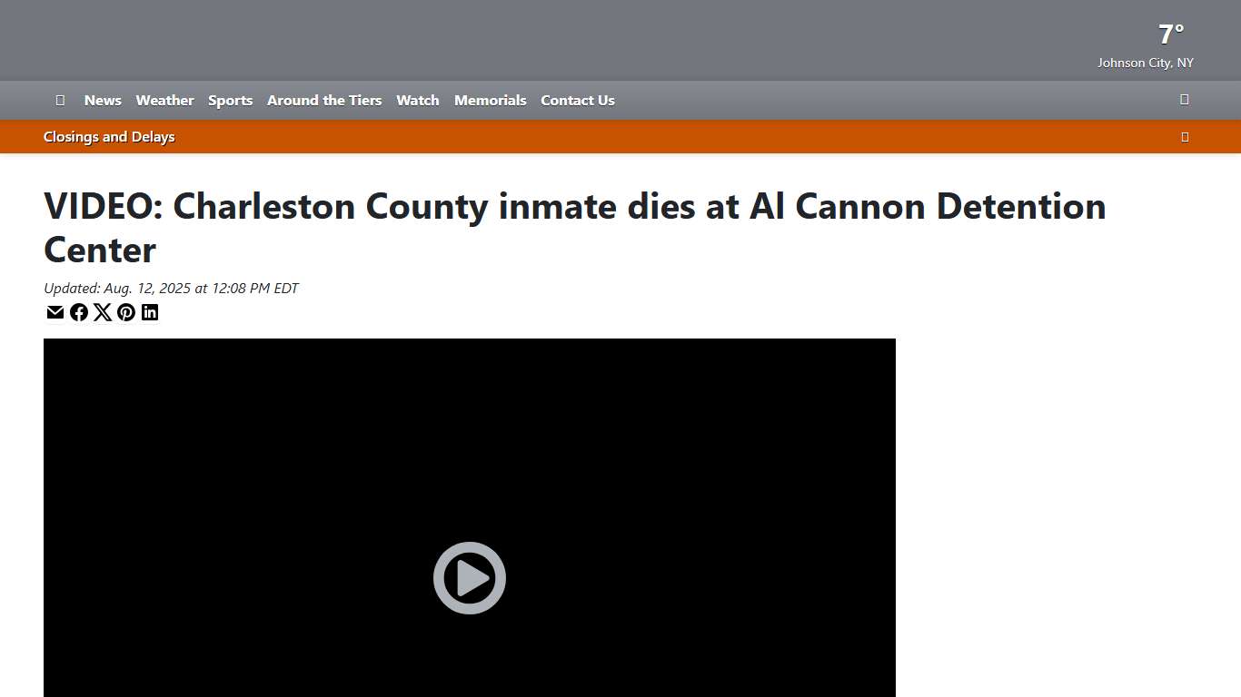 VIDEO: Charleston County inmate dies at Al Cannon Detention Center